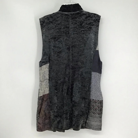 Donna Jessica Vintage Mixed Fabric & Texture Eclectic Vest Black/Gray Size 1 - Picture 2 of 7